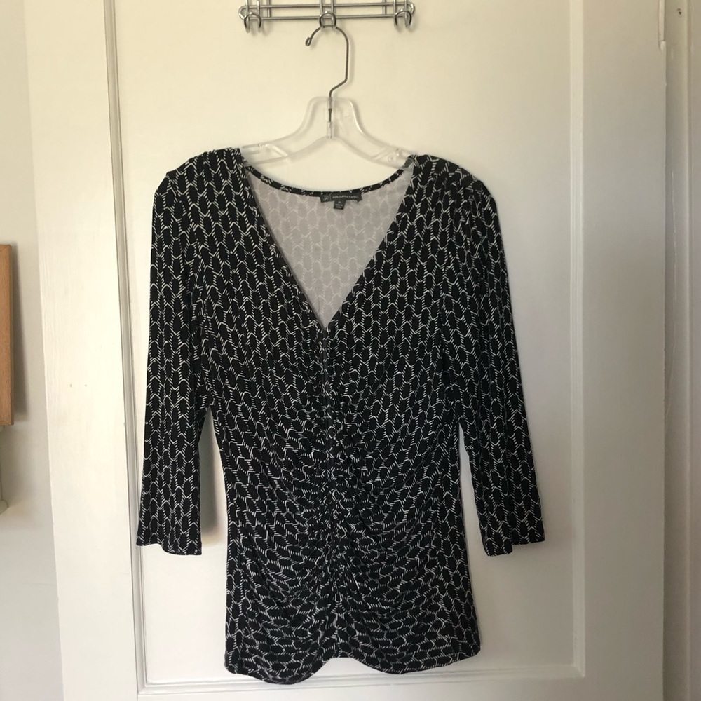 Adriana Papell- black and white tucked top